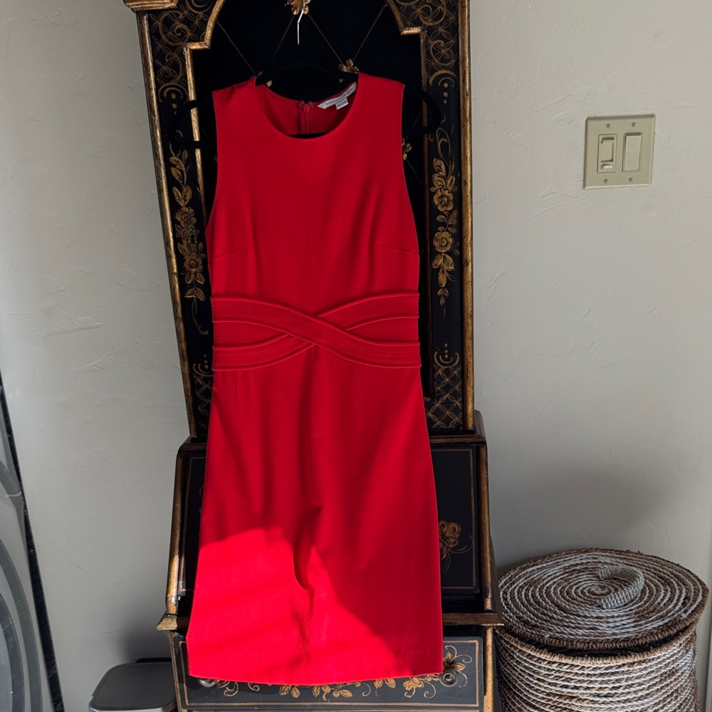Diane Von Furstenberg Red Sleeveless Sculpted-Waist Mini Dress